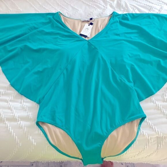 CABANA LIFE Women's Angel Sleeve One-Piece Swimsuit HTF! - Picture 2 of 8